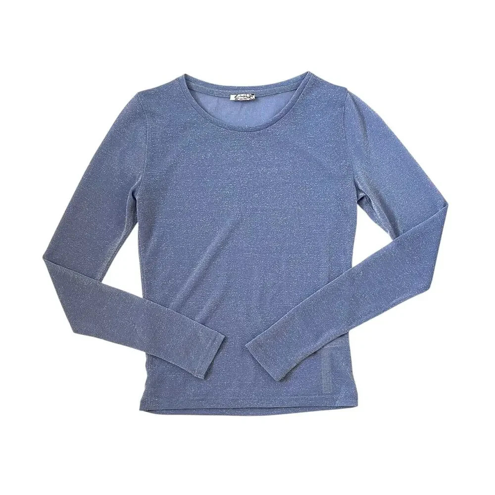 Free People Intimately Mesh So Well Layering Metallic Shimmer Top - Blue - S